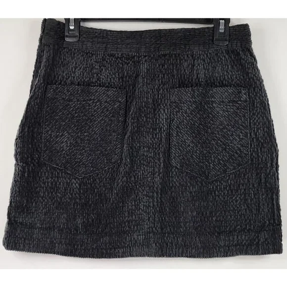 Urban Outfitters Skirt Womens Large Black Corduroy Zipper Pockets Mini - Picture 2 of 10